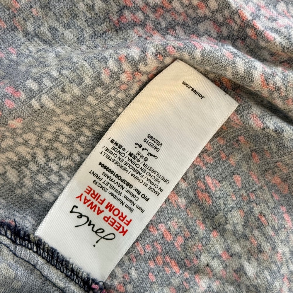 Joules Winslet Shirt Dress Navy Rain Abstract Print Drawstring Waist Size 14 - Picture 9 of 10
